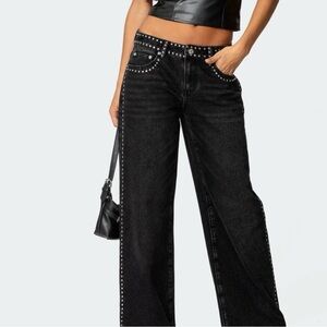 Edikted Quincy Studded Low Rise Jeans
